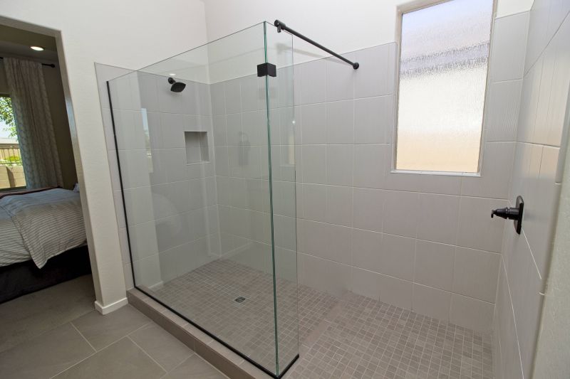 Open Shower with Clear Glass Walls